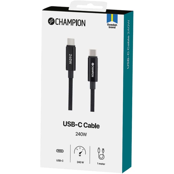 USB-C-kabel 240W 1m sort