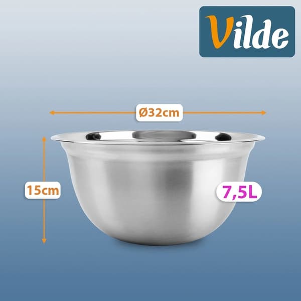 Køkkenskål i rustfrit stål, 32 cm, 7,5 l kapacitet