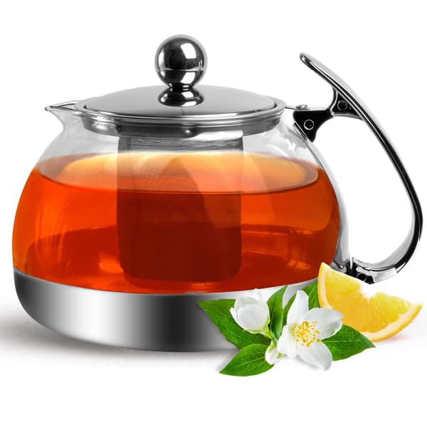 Tekande i glas og rustfrit stål med infuser, 1,2 l