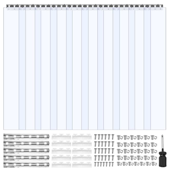 Klar PVC-remsgardin, 10-pack, 2,4 x 1,5 m, 2 mm