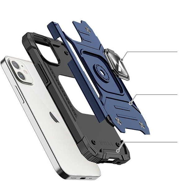 Armored case för iPhone 14 Plus, Ring Armor magnetisk hållare, blå