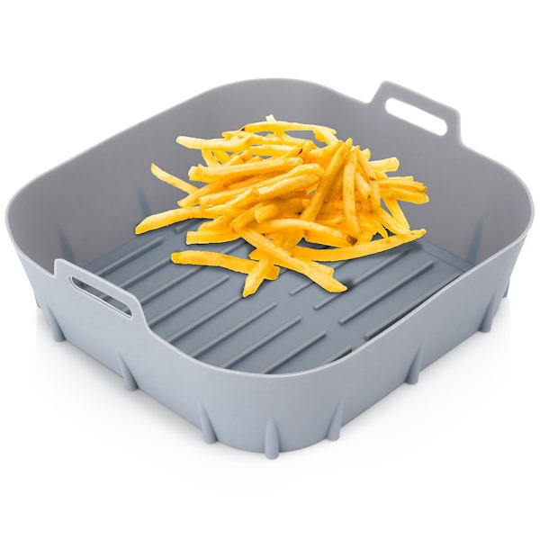 Återanvändbar non-stick insats till varmluftsfritös i grå silikon