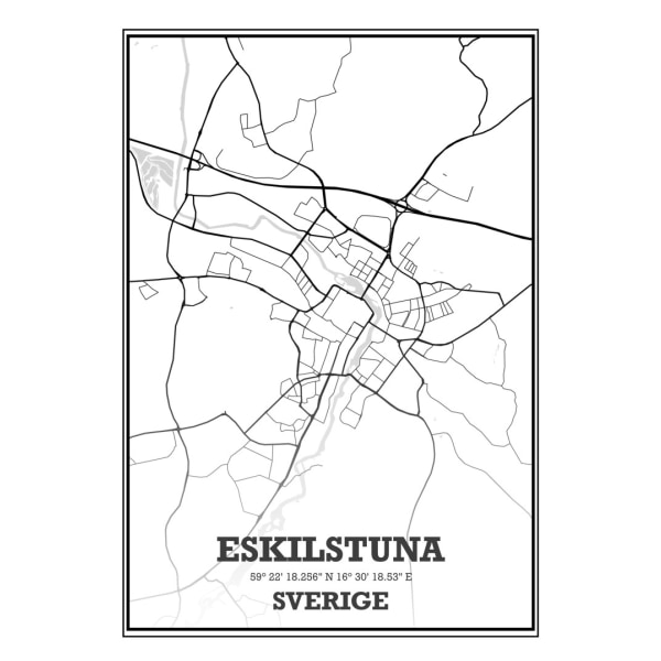 Eskilstuna Stad Karta Poster - 30x40 cm