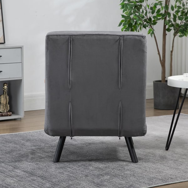 Sovestol, Enkelt Sofa Med Sengefunktion, Afslapningsstol Med Justerbart Ryglæn, Fløjlslook, Mørkegrå