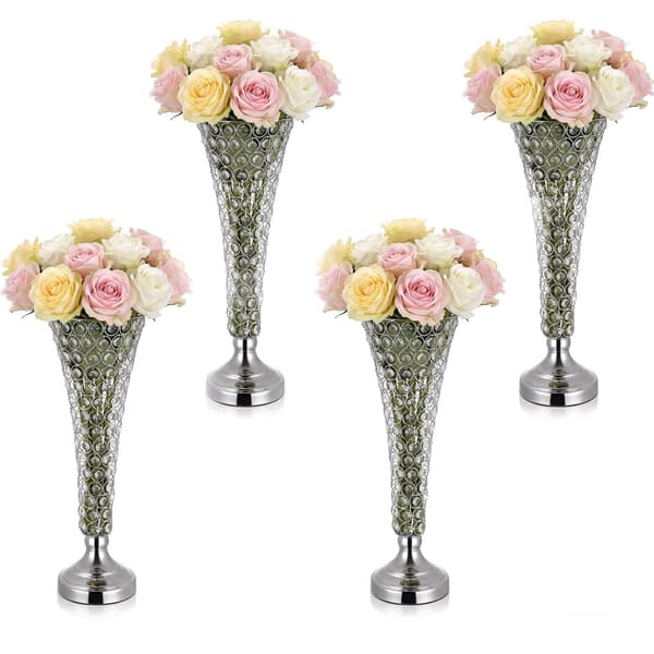 4 stk. 51 cm sølvkrystal bryllupsblomstervaser