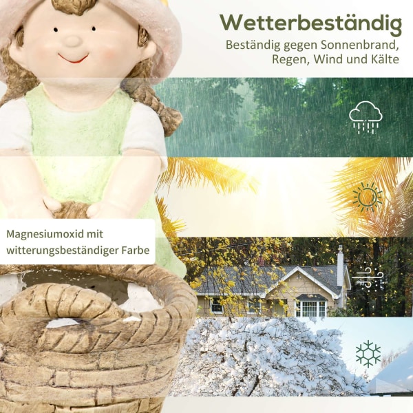 Pige Med Urtepotte Vejrbestandig Havefigur Plantepotte Ornament Skulptur Til Home Decor Have Yard