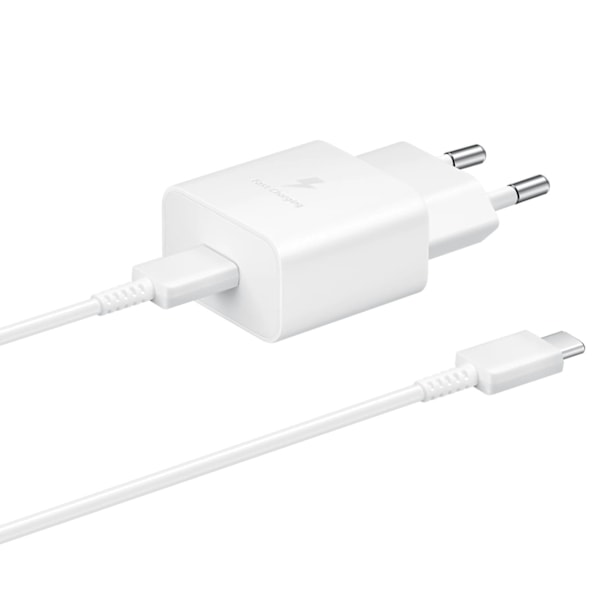 USB-C 15W PD AFC väggladdare + vit USB-C-kabel