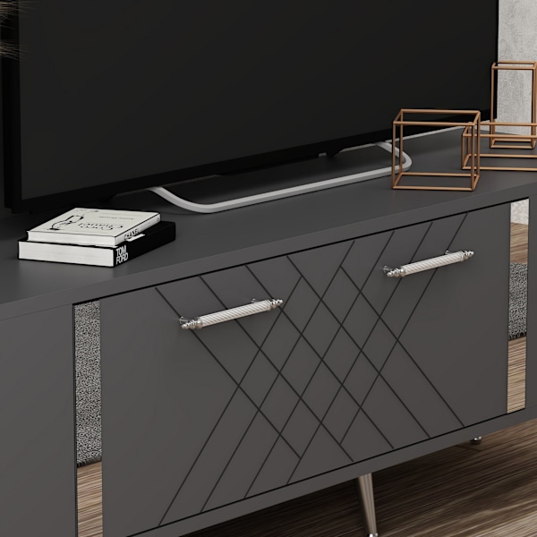 TV Stand Detas - Antracit, Sølv