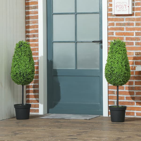 Kunstigt buksbomsæt, 90 cm dråbeform, UV-resistent