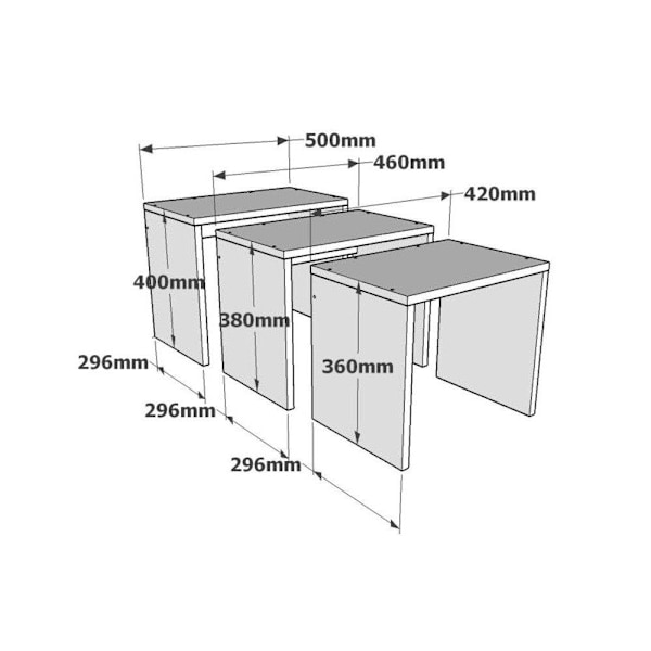 Redebord (3 stk) Gül