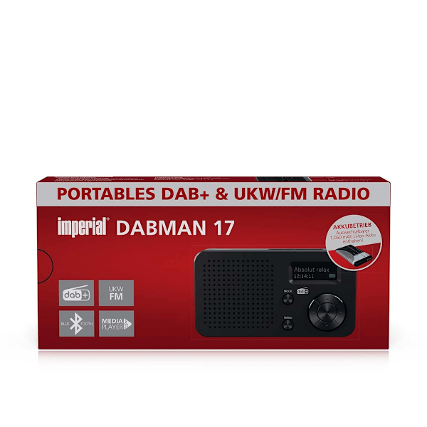 DABMAN 17 bärbar DAB+/FM-radio med Bluetooth Svart
