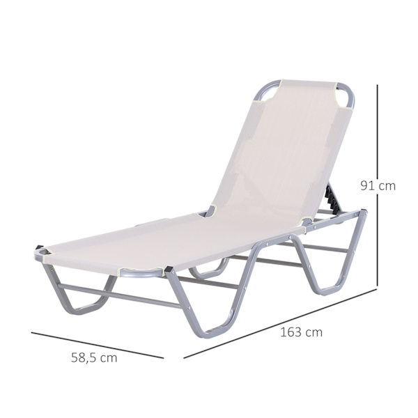 Beach Lounger Sun Lounger 5-Vejs Justerbar Aluminium Textline Beige 163X58.5X91Cm