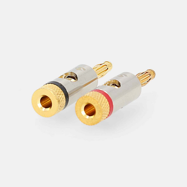 Banana Connector | Rak | Hane | Guldplaterad | Skruva | Kabel input diameter: 3.0 mm | Metall | Guld | 2 st. | Kuvert