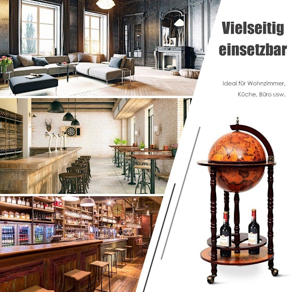 Globusbar barvogn Globus Bar hjemmebar serveringsvogn vinreol med hjul
