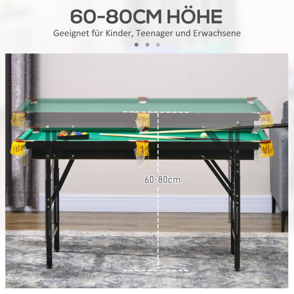 Multigame Game Bord 2-I-1 Multifunktionel Bordtennis Bordtennis Billard Tilbehør Børn Teenagere Voksne Stål 140X63X60-80Cm Grøn