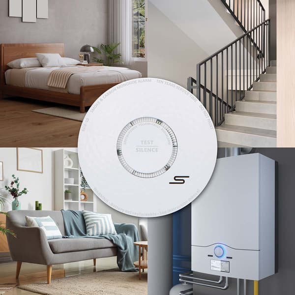 Rök- och kolmonoxiddetektor, 10 års batteritid, högljudd 85 dB