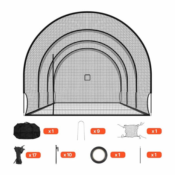 Baseball batting cage 91 x 3,6 x 2,7 m, kasteplads
