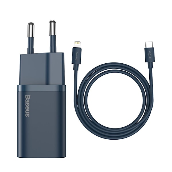 Super Si 1C nopea USB-C 20W PD-laturi + kaapeli iPhonelle Lightning 1m blue