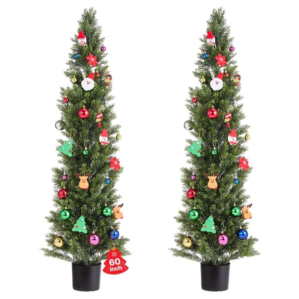 Konstgjorda topiary cederträd set om 2, 60 tum