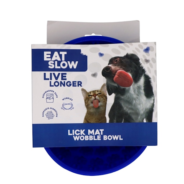 Ät Långsamt Lev Längre Lick Mat Wobble Bowl uad Blue