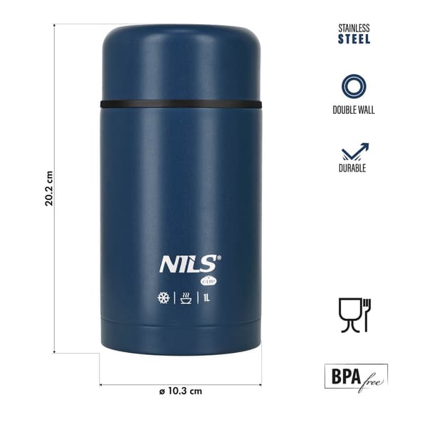Lunchtermos 1000ml, blå, isolerad kolv