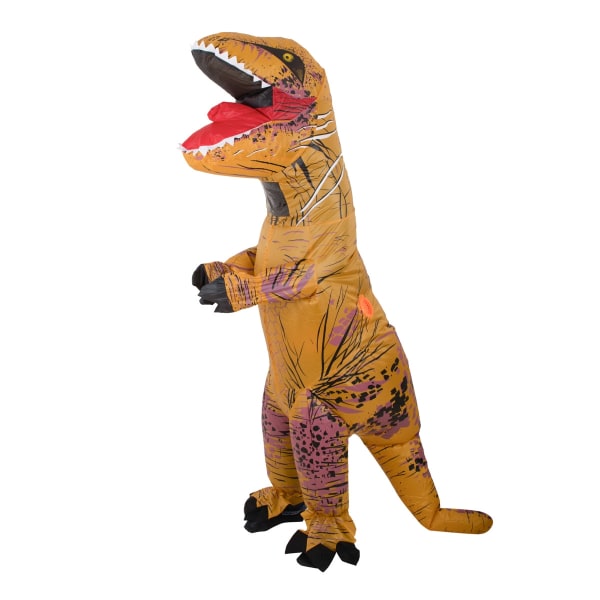 T-REX Jättebrun dinosaurie uppblåsbar kostym 1,5-1,9m