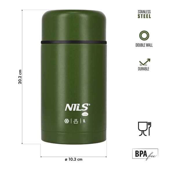 Lounastermos 1000 ml, vihreä, eristetty pullo
