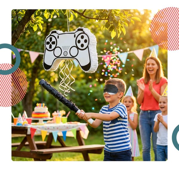 Piñata Party Set – Pinne och ögonbindelmask ingår