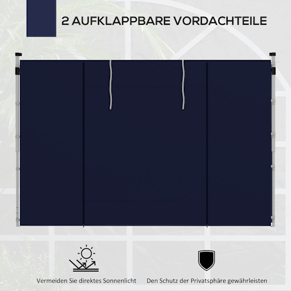 2 Sidepaneler Sidevægge Til 3 X 3/3 X 6 M Lysthus, Sidepresenninger Med Vindue, Dør, Erstatningsvægge Til Partytelt, Oxford, Blå