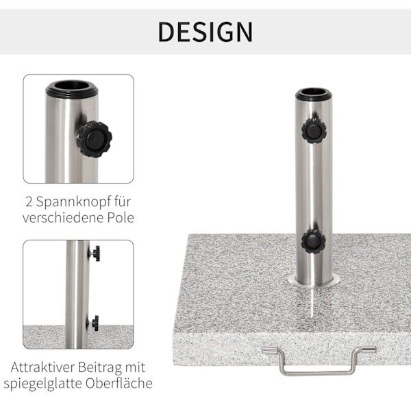 Siirrettävä aurinkovarjoteline 28kg marmorista ruostumatonta terästä 42x42x36cm vakaa sateenvarjojalusta puutarhaan ja terassille