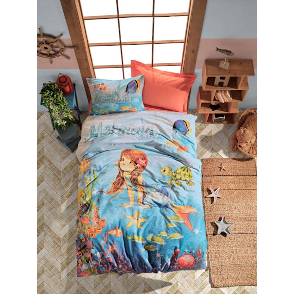 Ranforce Young Quilt Cover Set Mermaid - Coral