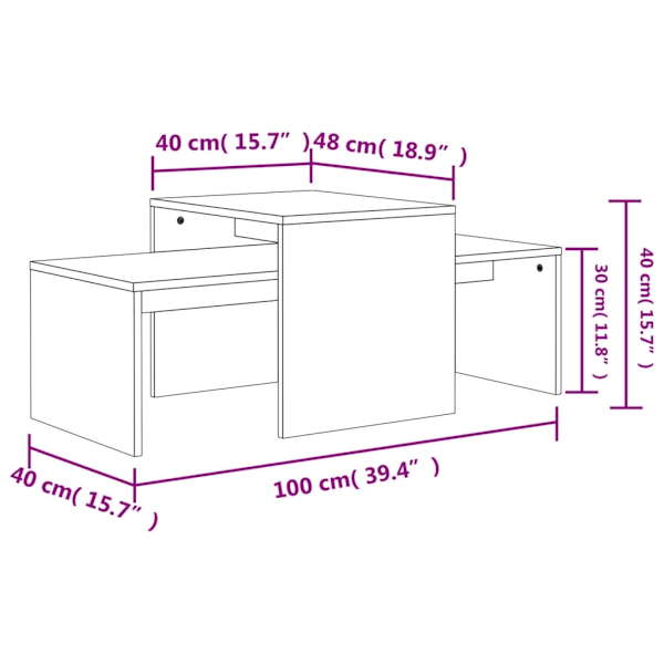 Tavolino in rovere Sonoma 100x48x40 cm in derivati ​​del legno