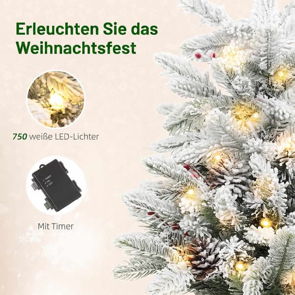 Minijulgran 60 cm med 35 LED-lampor och snöeffekt, timer, vit