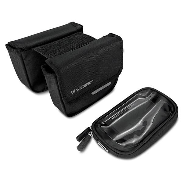 Cykelrammetaske, cykeltaske, vandtæt telefontaske, 1,5l, sort