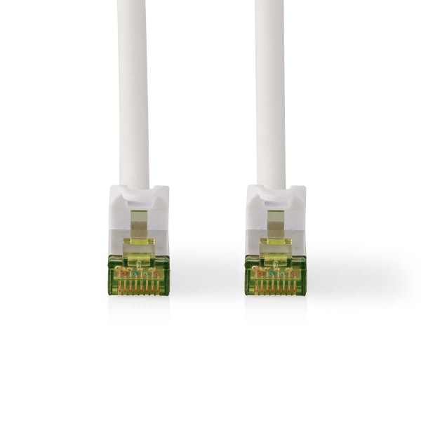 CAT7 verkkokaapeli | S/FTP | RJ45 uros | RJ45 uros | 1.00 m | Snagless | Pyöreä | LSZH | Valkoinen | Label