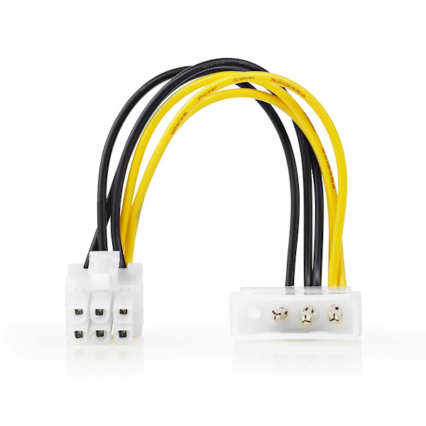 Sisäinen Virtakaapeli | Molex uros | PCI Express uros | Kullattu | 0.20 m | Pyöreä | PVC | Keltainen / Musta | Kirjekuori