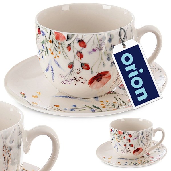 Kop med underkop, porcelæn, hvid, MAKI, 260 ml