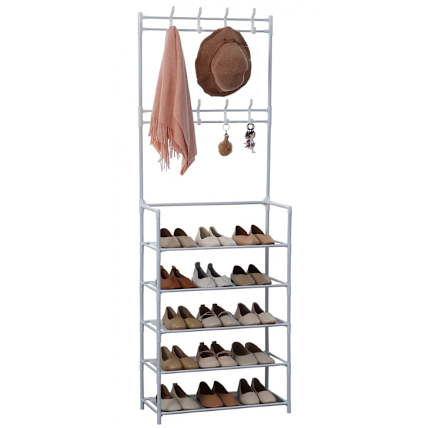 Herzberg Segmented Hallstand Tøjbøjle med 5 hylder Skostativ - 60x173cm