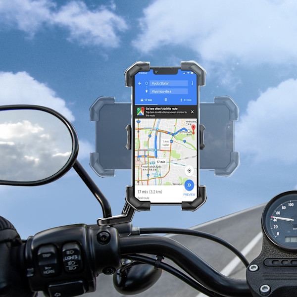Telefonhållare, motorcykel smartphone, svart styrhållare