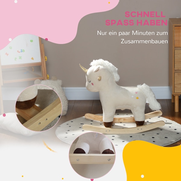 Gungleksak med enhörningsdesign, ljud, mjuk sits, för 2-4 år barn, plysch, vit