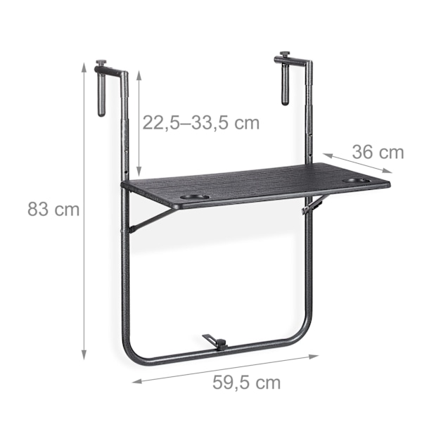 Balkonbord foldbart