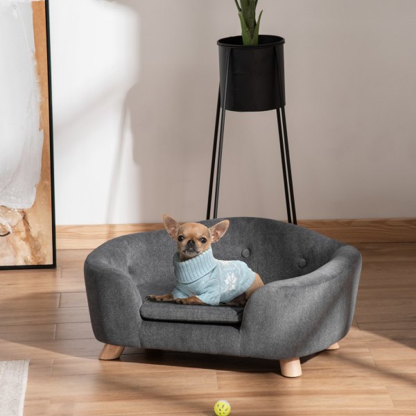 Pet Sofa Hundemåtte Hunde Seng Hundesofa Hundesofa Kattesofa Med Pude Ryglomme Plysskum Fyrtræ 70 X 47 X 30 Cm