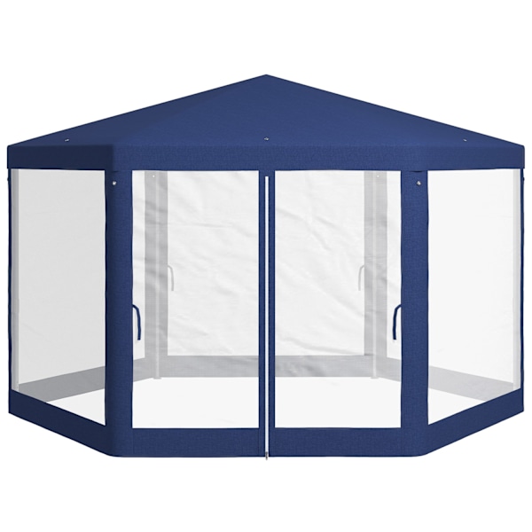 Gazebo 4x3m hexagonalt vattenavvisande stabil vintertät paviljong med myggnät Partytält Trädgårdstält med 6 sidopaneler Trädgårdspaviljong för camping