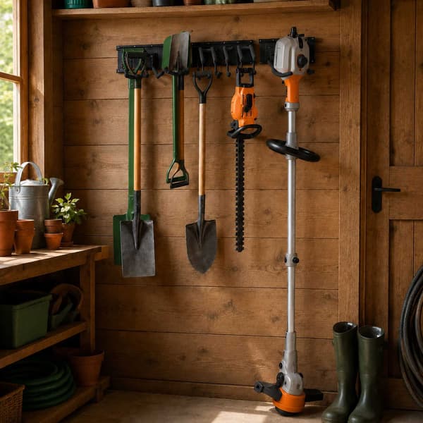 8-delt sort vægkrogsæt til garageorganisering