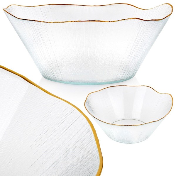 Salatskål glas guld 27 cm, 2,8 l
