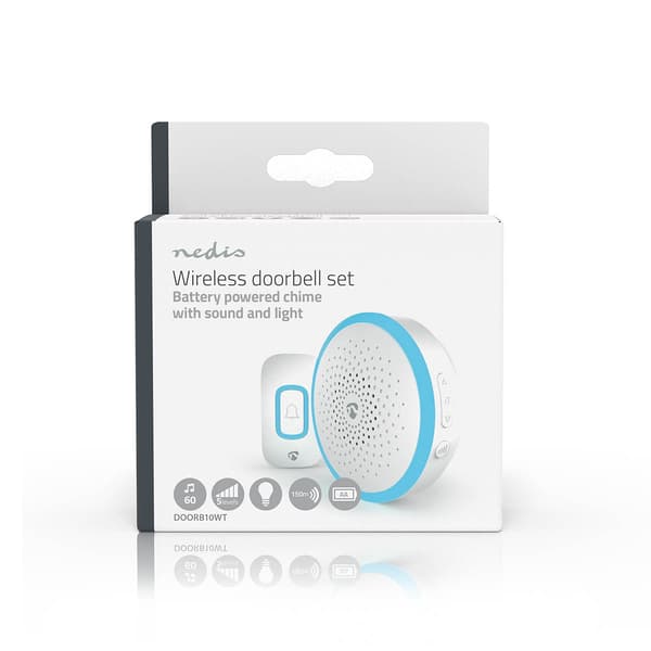 Trådlös dörrklocksuppsättning, batteridriven, 150 m räckvidd, 60 melodier
