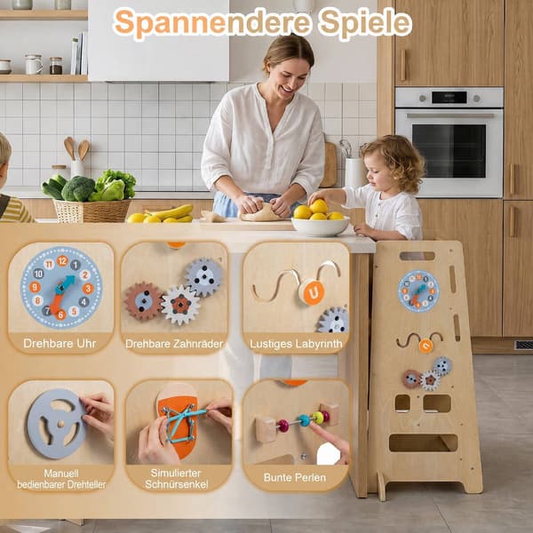 Ståtorn för småbarn, justerbar höjd, naturträ