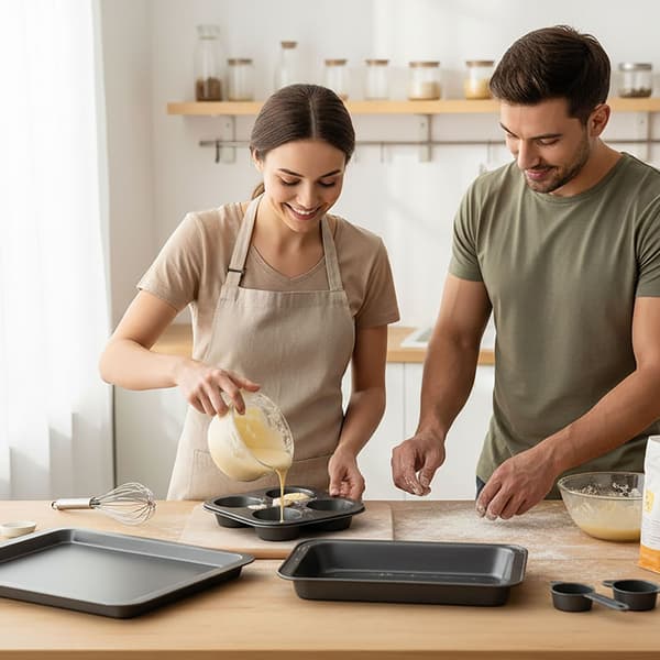 3-delt non-stick bageformsæt – muffin, brød, bradepande