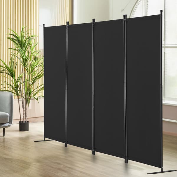 Rumdeler, 4-panels foldbar stofskærm, sort