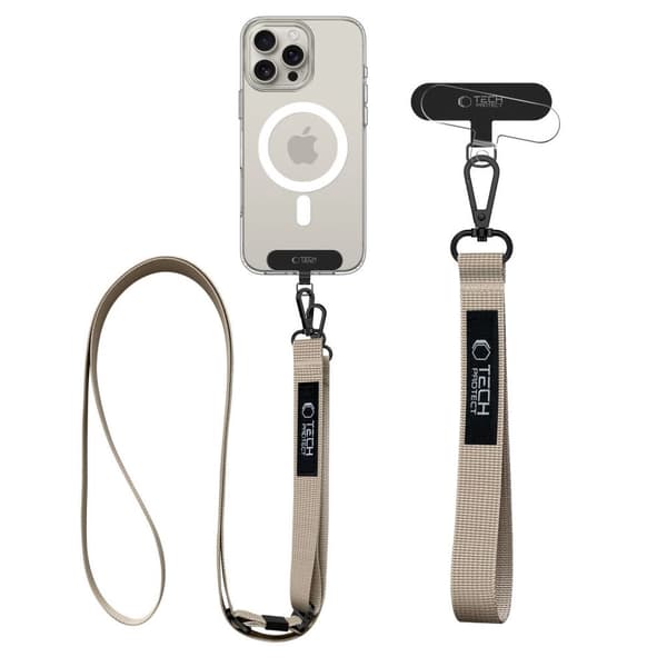 Tech-Protect C65 Mobilremsæt til Crossbody og Håndled – Beige